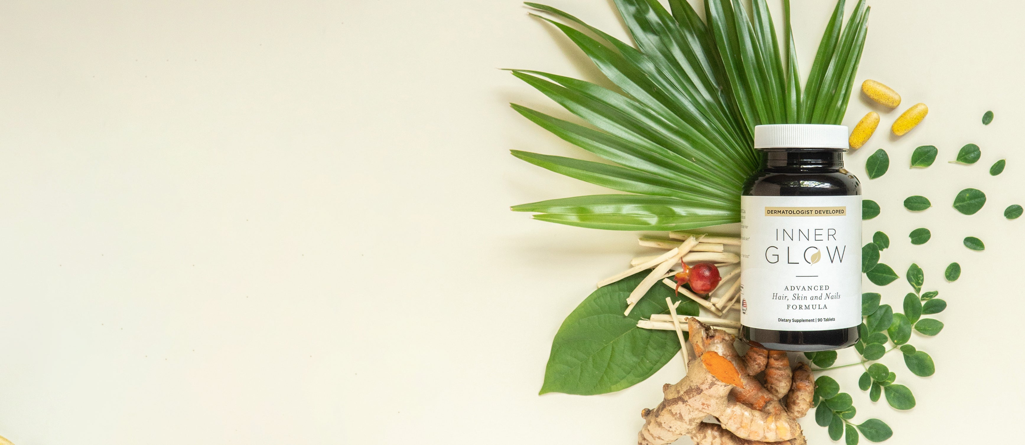 Inner Glow Vitamins, a custom blend made by doctors to rejuvenate your hair